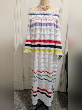 Cynthia Rowley Multicolor Patterned Maxi Dress Anthropologie Off The Shoulder
